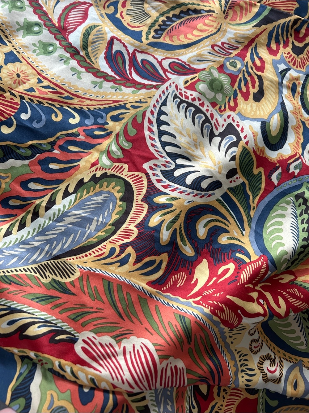 Set of 2 Pier 1 King Size Pillow Shams Vibrant Paisley Print w Flanged Edges